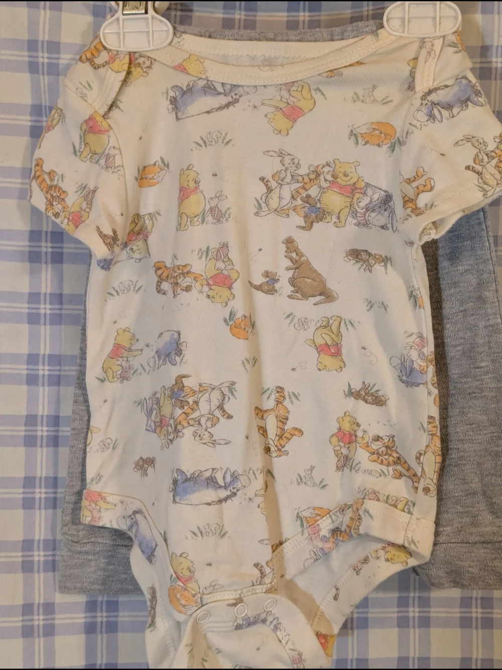 Disney Winnie the Pooh Cream Short-Sleeve Baby Bodysuit With Pants